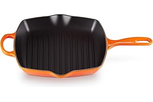LE CREUSET Skillet Gril en Fonte Émaillée, Carré, 26 cm, 2,86 kg, Volcanique, 20183260900422