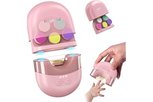 Megainvo Lima Elétrica Uñas Bebé,USB Recargable,Lima Uñas Bebé,Almacenaje para Recambios de Cabezales, Cortauña Bebés Eléctrica con Luz LED, Lima Eletrica de Uñas para Bebés Recién Nacido Niños(Rosa)