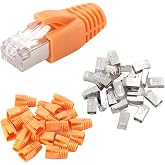 Greluma 25 Pcs Metal Shielded RJ45 Connectors CAT6 Modular Plug - Cat 6 FTP 8P8C Network RJ45 Crimp Cable Ethernet Connector