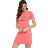 XOYA Women's Cotton Solid Knee Length Nighty