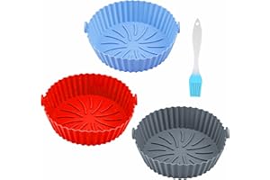 ZEHAN ZITONG 3pcs Silikonform für Heißluftfritteuse，Air Fryer Silikon Pot Liners Wiederverwendbar anstelle Airfryer Backpapier Pergamentpapier， für Air Fryer Ofen Mikrowelle