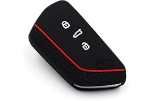 CYK WWW. COVERYOURKEY .DE Schlüssel Hülle VF für 3 Tasten Auto Schlüssel Silikon Cover Schlüsselhülle Etui Schutzhülle (.Schwarz Rot)