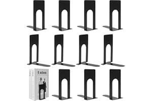 BUCOMTU 6 paia di fermalibri in metallo, colore nero, adatto per uffici, scuole, appartamenti e biblioteche (12 pezzi/nero)