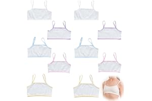 Ninnyi 10 PCS Girls Crop Tops Bra, Comfortable Cotton Sports Training Bras for Girls Age 6-10