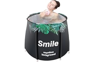 Sinbide 70x70cm Faltbare Badewanne, Tragbare Badewanne für Erwachsene & Kinder, Große Familie Badewanne für SPA, Tragbare Badewanne, Outdoor Bewegliche Badewanne (grüne Blätter)