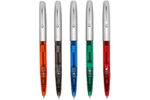 HILLENTO 5 pezzi Jinhao 51A fontana di plastica penna set, trasparente, di colore diversità (blu, verde, grigio, arancio, rosso)