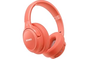 BERIBES Bluetooth Kopfhörer Over Ear, 65 Std Kopfhörer Kabellos Bluetooth mit 6 EQ-Modi, HiFi Stereo, Eingebautes Mikrofon, Faltbares Wireless Headphones für Handys/iPad/Laptops/PC -Orange-rot
