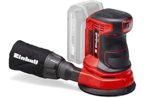 Einhell Lijadora orbital aleatoria inalámbrica TE-RS 18 Li-Solo Power X-Change (ión-litio, electrónica de velocidad, cierre de gancho y bucle, incl. 1x lija P80, sin batería ni cargador)