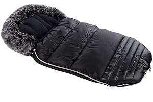Vizaro - Saco Térmico de Invierno para Carrito o Silla de Paseo Bebé - Abriga y no suda - Gama Alta Premium - Color Negro con Forrito Pelusa Gris -