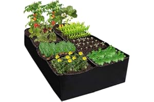LES-THERESA Fabric Raised Beds For Garden 6X3X1Ft, Plant Flower Grow Bag Extra Large Vegetable Planting Bags, Vegetable Planting Container 8 Grids Outdoor Garden Grow Bags For Vegetables Flowers Garden (01)