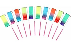 MUROAD® 10 Pièces Gym Fitness Rubans de Gymnastique Rythmiques, Danse Tige De Streamer Baton Tournoyant Art Rubans pour Enfants, 2 Mètres de Long
