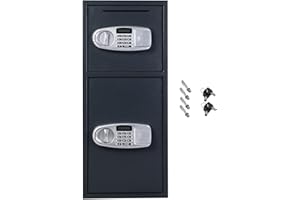 GiantexUK Dual Electronic Security Safe, Double Door Digital Keypad Safe Box with Dual Alarm System, 4 Keys & Deposit Slot, Steel Jewelry Money Cash Document Storage Safe Cabinet for Home Office Hotel