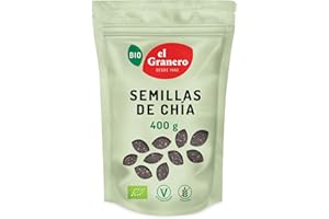 El Granero Integral - Semillas de Chía BIO - 400 g - Fuente de Proteínas y Ácidos Grasos Omega-3 - Ricas en Fibra, Minerales y Antioxidantes - Aptas para Veganos