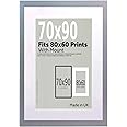 A2Z Home Solutions® Wall Photo Frame Silver 70x90 cm Frame With 80x60 cm Mount Picture Poster Print With Clear HD Perspex 30x15 MM Moulding Mounting Hooks MDF Backboard