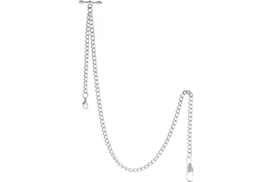 TREEWETO Pocket Watch Albert Chain T-Bar Watch Chain Link 16 inch 2 Hooks Bronze/Silver/Gold/Black Classic Antique Fob T Bar