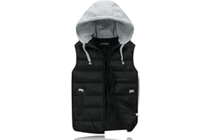 Ommda Doudoune Sans manches Homme Coupe-Vent Gilet Matelassé à Capuche Hiver Extérieur Chaud Puffer Blouson sans Manche