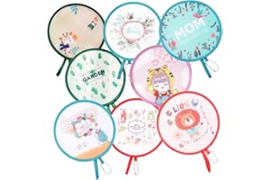 DETONTSAI CHUANGOU 8 Pezzi Ventaglio A Mano Rotondo Pieghevole，Ventaglio Pieghevole Rotondo，per Festival, Matrimonio, Compleanno.