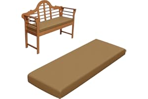 RZYW 5cm Thick Waterproof Seat Cushions Outdoor, Window Seat Cushion Bench Cushion Swing Replacement Pad, Non-Slip Bay Window Cushion Indoor, Garden Furniture Cushions,Khaki,95x35cm