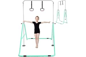 SportBob Barre de Gymnastique, Barre Horizontale Pliable en Hauteur réglable avec Anneaux de Gymnastique pour la Maison, garçons et Filles, équipement de Gymnastique Junior