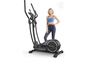 Cowmew Elliptical Cross Trainer For Home, Ultra Quiet Magnetic Cross Trainer with 16-Level Resistance, 8KG Flywheel, 42cm Stride, Weight Capacity 150KG, LCD Monitor