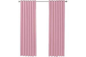 Olivia Rocco Blackout Eyelet Curtains Black Out Thermal Ring Top Curtain Pair Window Treatment Living Room Bedroom, 66" (Width) x 72" (Drop) Blush Pink