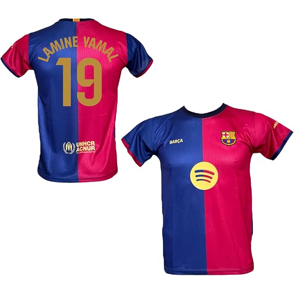 Maglia Trasferta FC Barcellona 2024/25 - Replica Ufficiale Con Numero 19 Lamine Yamal, Taglia S Adulto