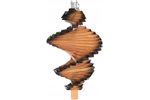 MAZUR Spirala wiatrowa z drewna 55 cm | dzwonki wietrzne do ogrodu | Twister | spirala wiatrowa | wiatrowy spinner | palone drewno olchy