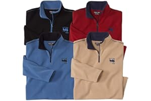 ATLAS FOR MEN - Set di 4 Maglioni in Pile da Uomo - Ultra Leggero e Caldo - Maglione a Collo Alto con Zip - Ideale per l'inverno/Viaggio - Maglioni in Pile da Uomo - Disponibile in Taglie Grandi