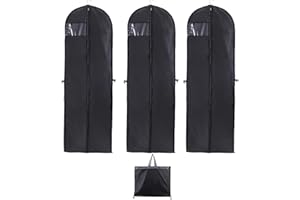 YITOBICI Worek na ubrania, długi, na suknię ślubną, 60 x 180 cm, worek na ubrania premium, składany, na suknie ślubne, suknie wieczorowe, długie płaszcze, garnitury (3 sztuki, czarny)