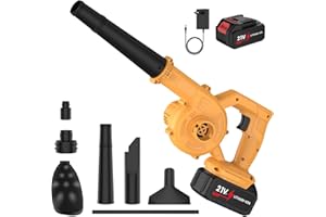 UEZETH Souffleur Batterie 21V, 600w / 3.3m³/Min / 23,000r/Min, Souffleur à Feuilles Souffleurs De Feuilles sans Fil avec Batterie Et Chargeur, Portable pour Neige, Jardins, Cour, Feuille (Jaune-1 Batterie)