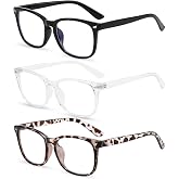 CERCTLA 3 Pairs Unisex Blue Light Filter Glasses, Anti Blue Light Computer Glasses, Anti-Glare Lenses for Men and Women for C