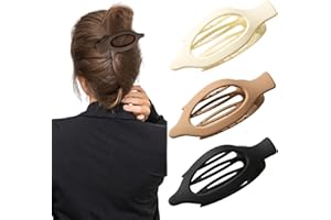 BH-MISSTARS 3 Pcs Flat Hair Clips, French Matte Curved Hair Claw Alligator Hair Clips for Thick Thin Hair, Strong Hold Duck Billed Clips, 4.5 Inch Large Nonslip Hair Clamps Jaw Clips for Women