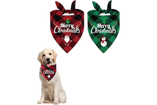 2 PCS Christmas Bandana for Dogs Festive Pet Accessory for Holiday Parties and Photos, Soft Fabric Dog Bandana for Large Medium Small Dogs, Ideal Gift for Pet Lovers