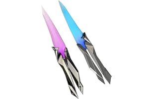 SUJEBKC 2 Cuchillos de juguete Valorant de plástico, azul con degradado y rosa con degradado, réplicas de juguete del juego Valorant
