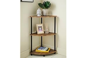 Homme Concept - 3 Tier Walnut Corner Shelf with Storage, Side Table, Nightstand, Corner Shelves Shelving for Living Room, Hallway, Bedroom, Home Office, Home Décor Norsk Industrial Design