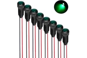 Gebildet 8piezas Indicador LED carcasa de plástico ignífugo verde Luz Piloto AC/DC 12-24V Tamaño del Orificio de Montaje (8mm)
