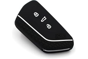 CYK WWW. COVERYOURKEY .DE Schlüssel Hülle VF für 3 Tasten Auto Schlüssel Silikon Cover Schlüsselhülle Etui Schutzhülle (.Schwarz Weiß)