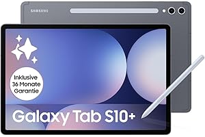 ‎SAMSUNG Samsung Galaxy Tab S10+ AI Tablet, Android Tablet, 12 GB RAM, 256 GB Speicher, AMOLED-Display, Antireflexionsbeschichtung, Inkl. S Pen, WiFi, Moonstone Gray, 36 Monate Herstellergarantie