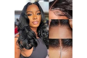 REBASAR Wear and Go Glueless 4x4 Lace Wig Human Hair Body Wave Perruque Sans Colle Cheveux Humain Ondulée Perruque Femme Naturelle Brésilien 180% Density Lace Front Wig for Women 14 Pouces