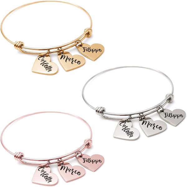 kaululu Personalizzato Bracciale con 2 Noi Incisione Uoo in Pietre