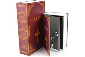 DSL DAILY SUPPLY LTD. DSL HomeSafe Real Book Safe Secret Hidden Key Combination Metal Security Money Box 3 Size 7 Design (Holy Bible, Size XL: 265 x 200 x 65mm)