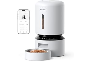 PETLIBRO 5G WiFi Comedero Automático para Gatos 5L con App- Dispensador de Comida para Perros, Sensor y Bloqueo de Comida Baja, 1-10 Comidas al Día, Control de App, con Tazón de Acero Inoxidable