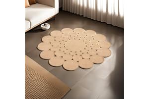 Dekorist Round Jute Rug, Decorative Boho Round Area Rug Carpet, Natural Beige - Ring Jute Area Rugs for Living Room, Kitchen, Bedroom, 120 cm, Andes
