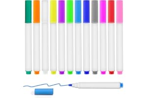AIRUEEK 12 pezzi colori per lavagne note a LED, pennarelli per lavagne note a LED, compatibili con lavagne luminose in acrilico e lavagnetta per appunti, evidenziatori asciutti e cancellabili per