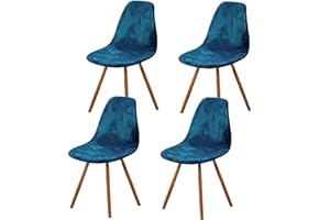 Highdi Housse de Chaise Scandinaves Lot de 4, Extensible Housse de Chaise de Salle à Manger, Velours Bleu Universelle Couverture de Chaise sans Accoudoirs pour Décoration de Salon Cuisine Maison