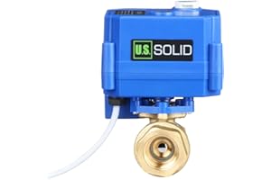 U.S. Solid 1/2" Vanne Motorisée Laiton avec Fonction Manuelle, Vanne a sphere 2 voies motorisée electrique, 9-24V AC/DC, 2 fils, retour automatique NC