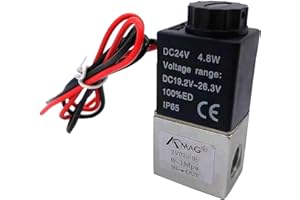 AOMAG Magnetventil 24V für Luft, CO2, Wasser 1/4 Zoll PT Luftmagnetventil 2 Wege Luftventil, Pneumatisches Luft Ventil normal geschlossen