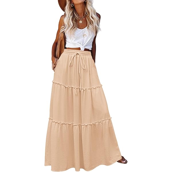 Caspar Damen Sommerrock Lang - Leichter Faltenrock Mit Unterrock Made In Italy