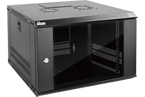 Tecmojo 6U 450mm Deep Wall Mount Server Cabinet IT Network Rack Enclosure, Lockable Door and Side Panels Black, Standard Glass Door, for 19” IT Equipment, A/V Devices, Flat Package