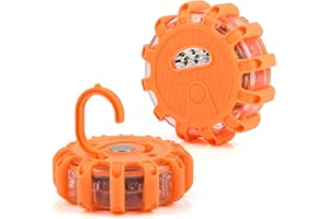 DODUOS Lot de 2 Gyrophare Orange Flash Led pour Panne de Voiture Avec 9 Modes Clignotants, Gyrophare Led Magnétique, Gyrophares Leds Sans Fil et Éclairage de Secours